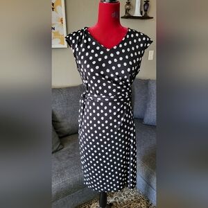 B&W Polka-dot Talbots Petite Midi Dress